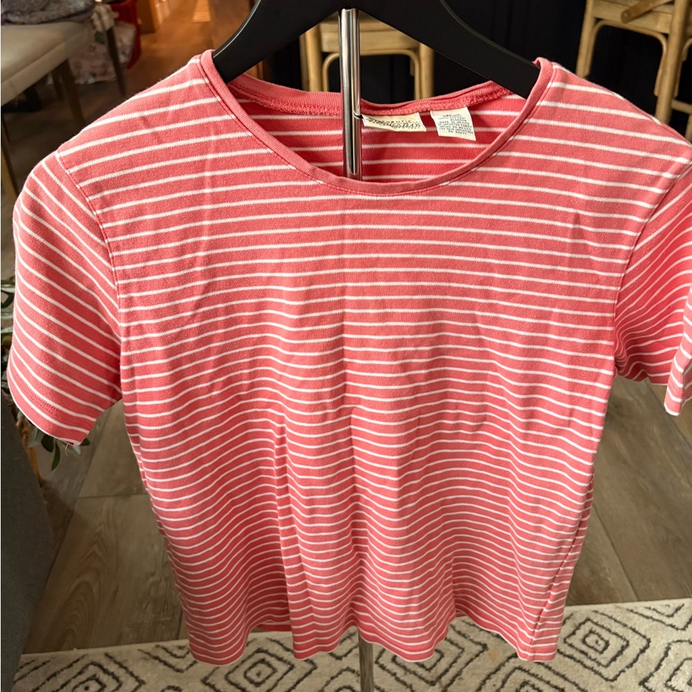 St. John's Bay Coral and White Striped Tee